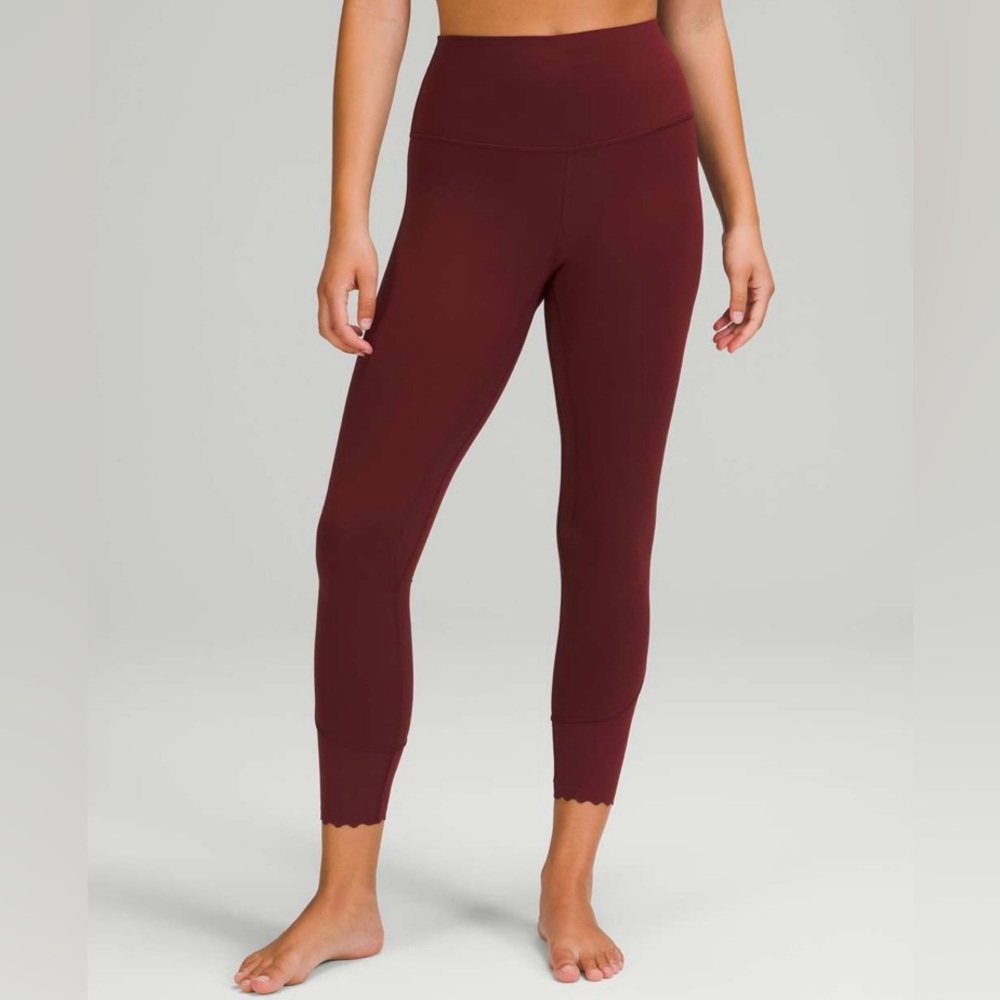 Lululemon Align Scalloped Hem High-Rise Pant 25". Size 4. Red Merlot. - Picture 4 of 9